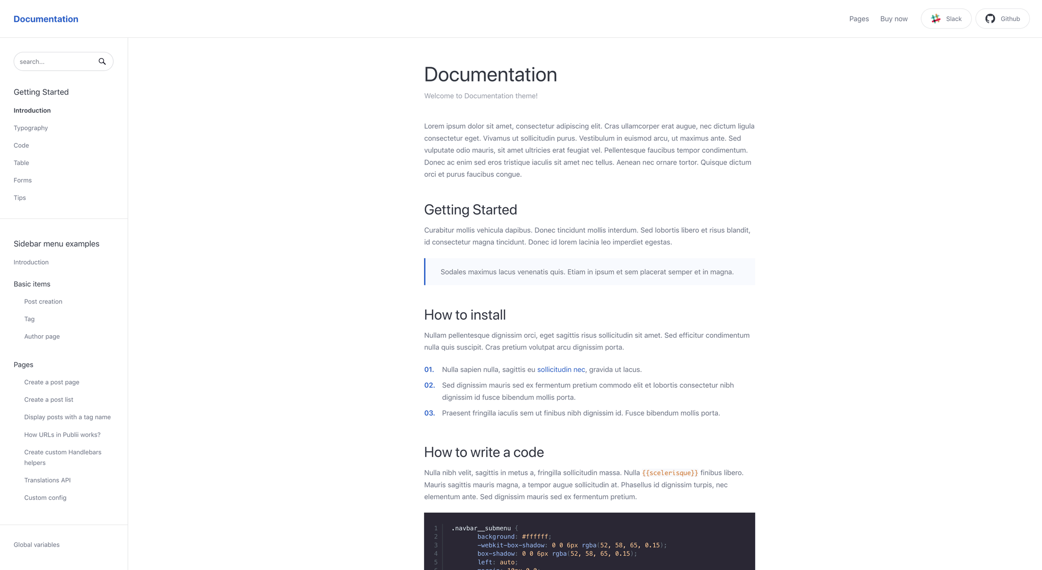 Documentation theme centered layout