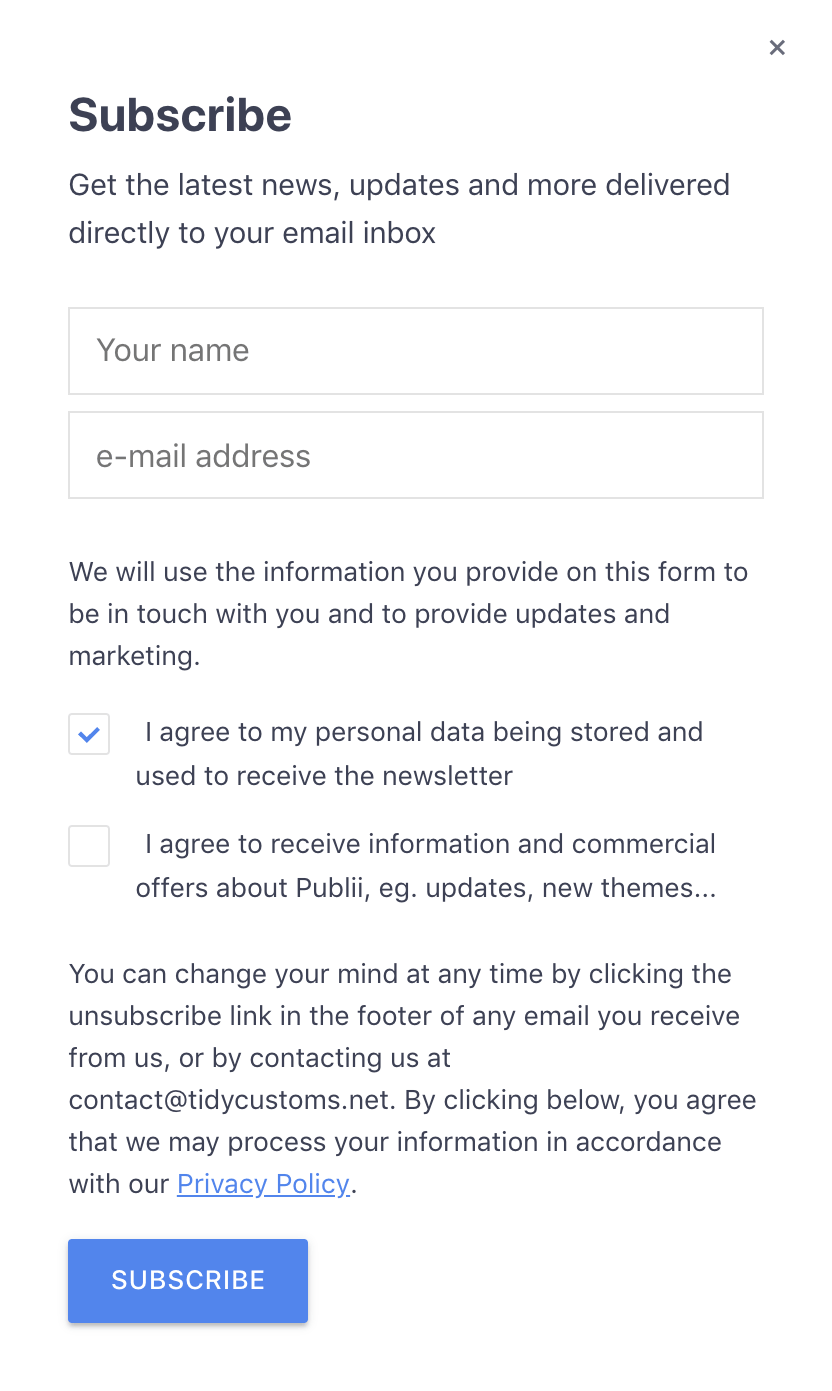 Newsletter Popup GDPR friendly