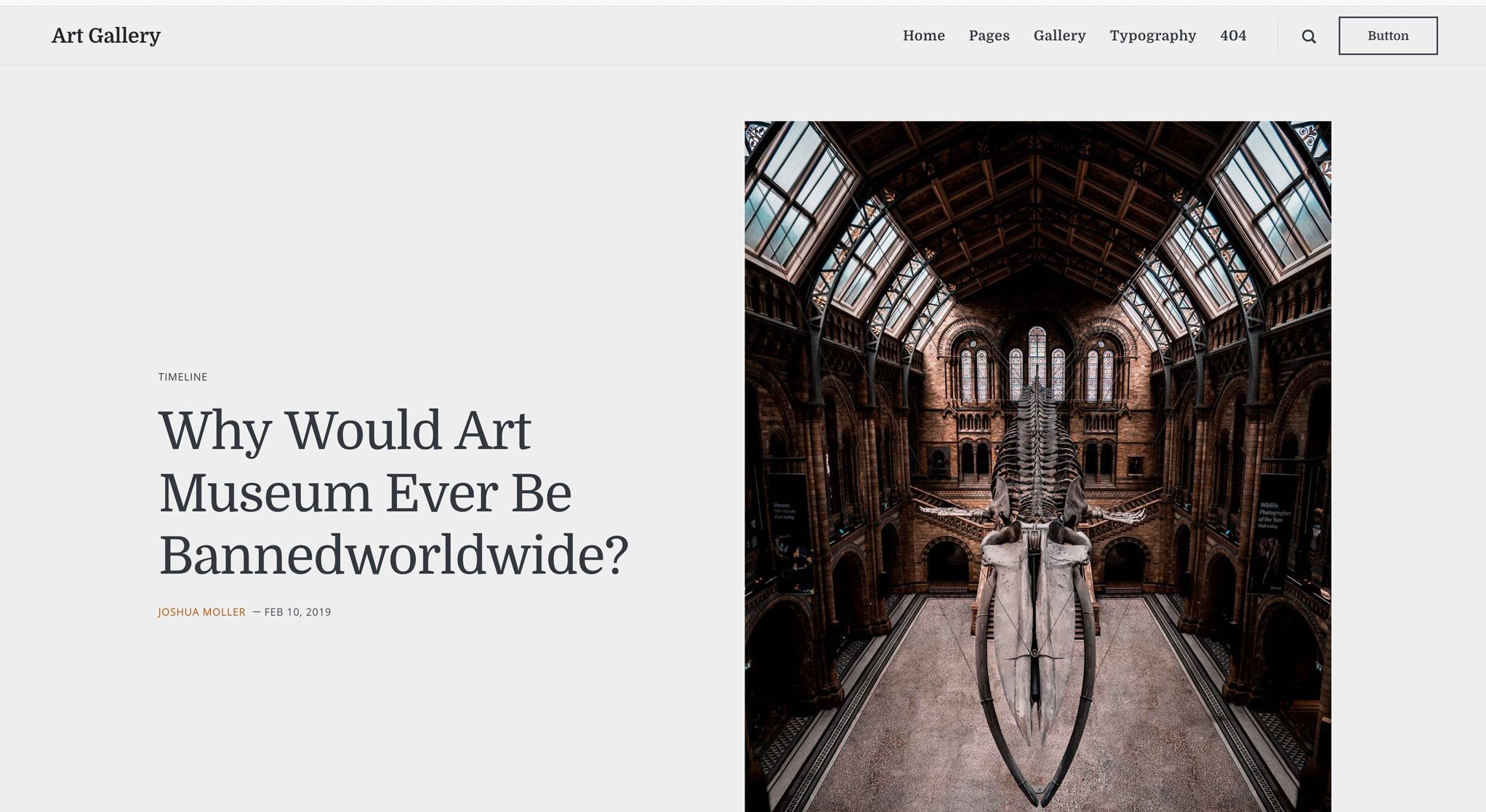 Art Gallery Static Theme with a divided post layout