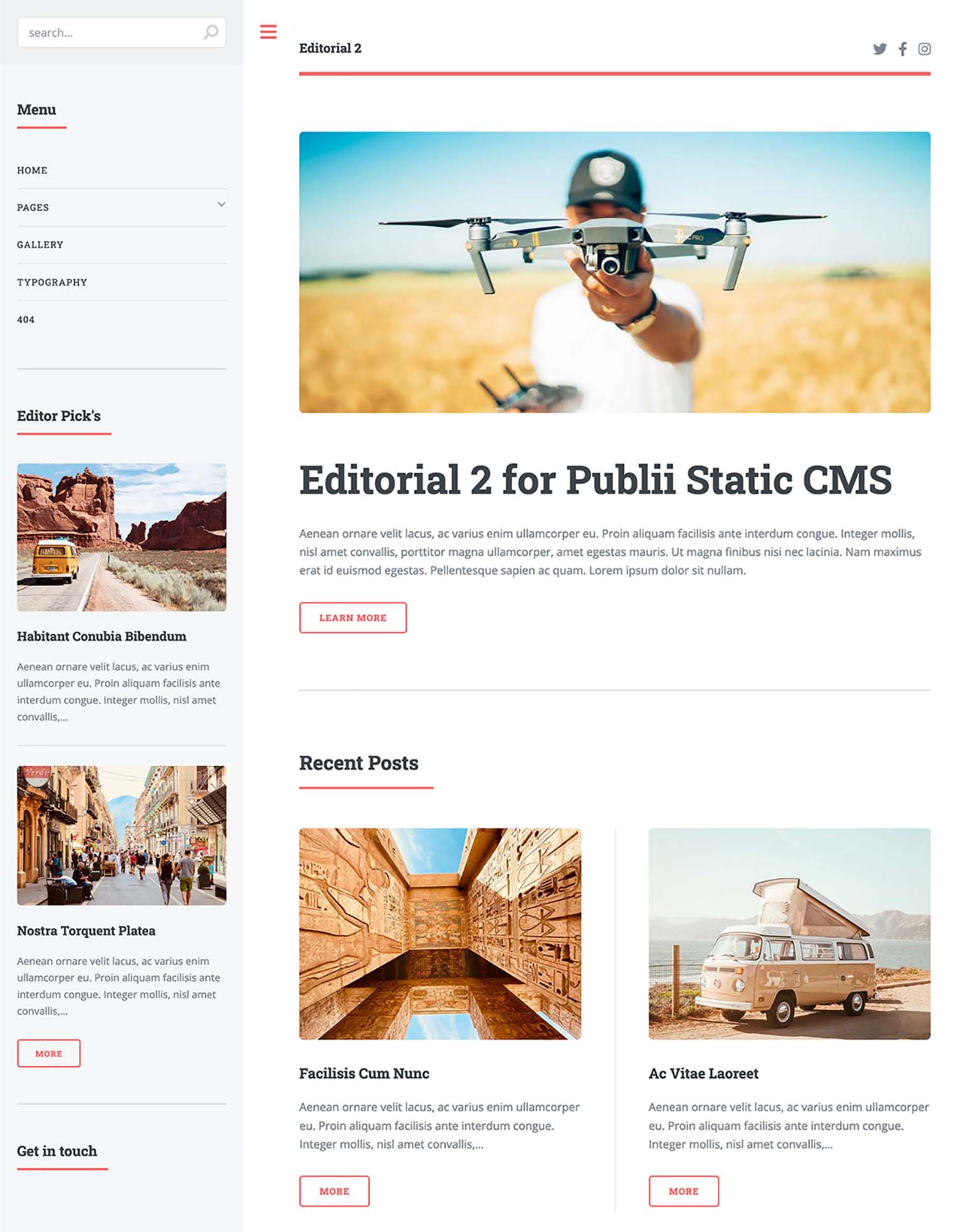 Editorial Free Publii Theme