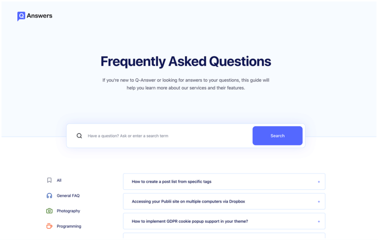 Q-Answer FAQ Static Theme