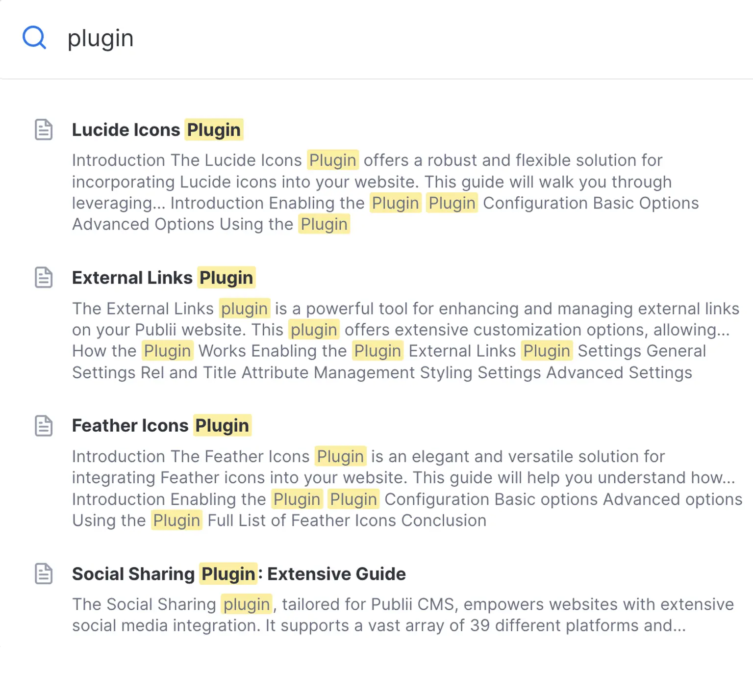 Static Search Result Highlighting