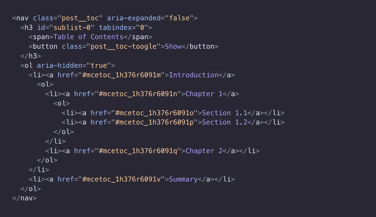 Collapsible TOC Accessibility