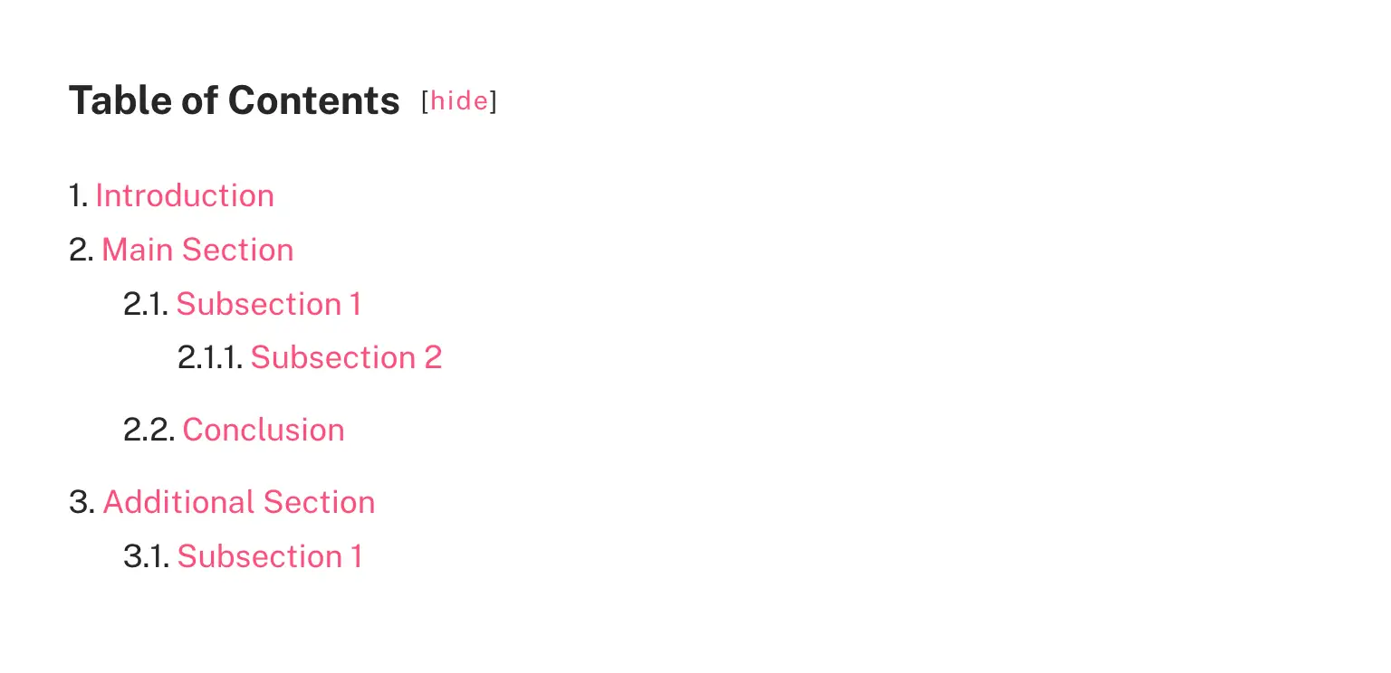 Collapsible Table of Contents