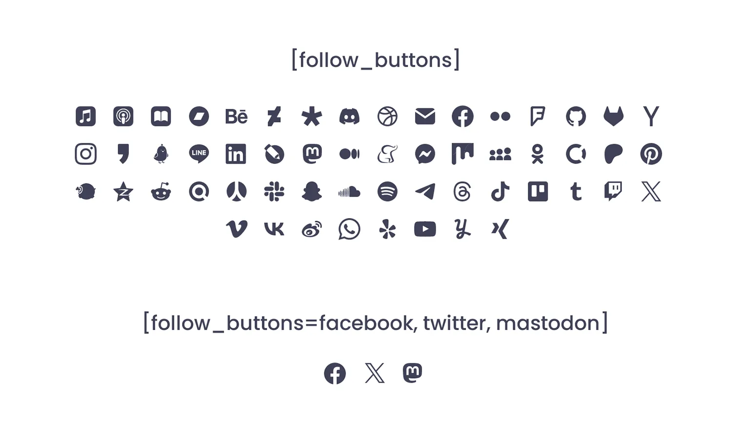 Follow Buttons shortcode