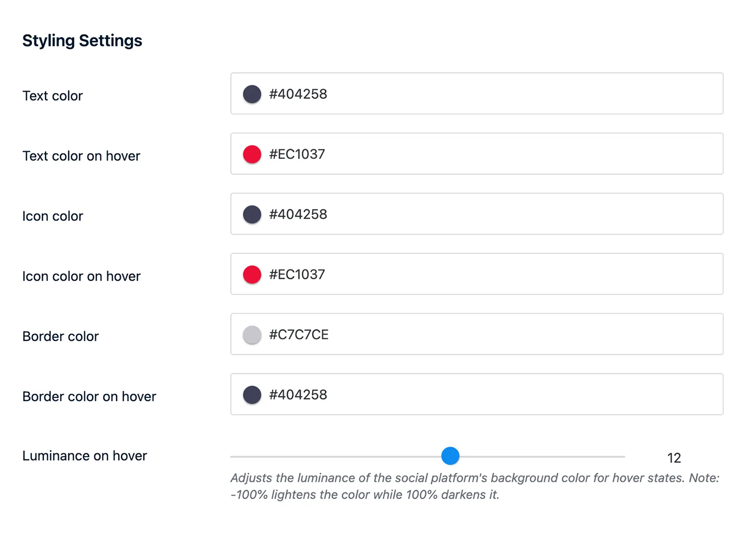 Follow Buttons styling options