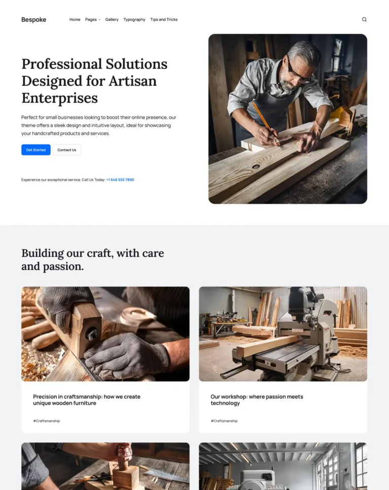 Bespoke Theme - The Business-Centric Solution for Showcasing Your Craft