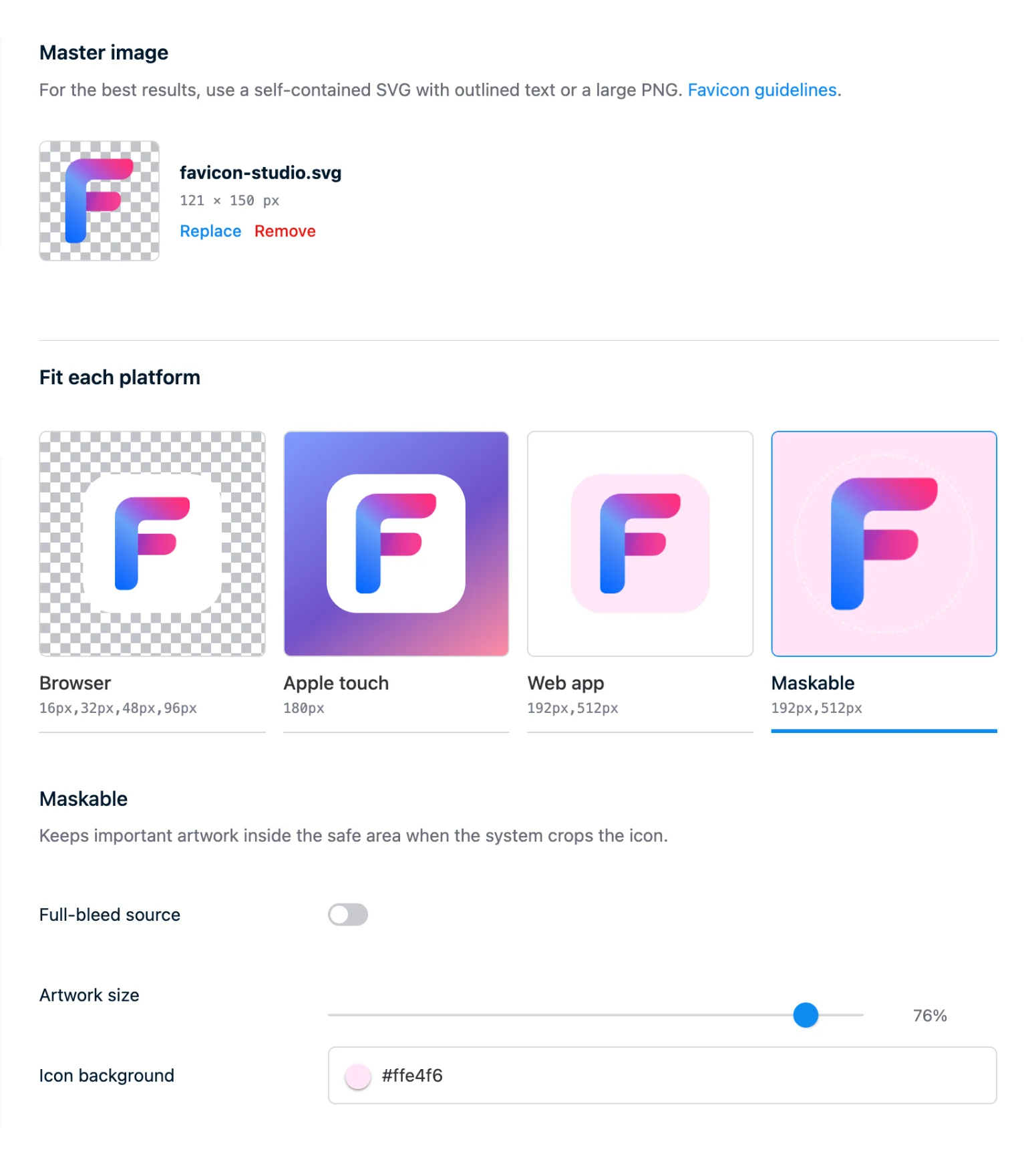 Favicon Studio Settings