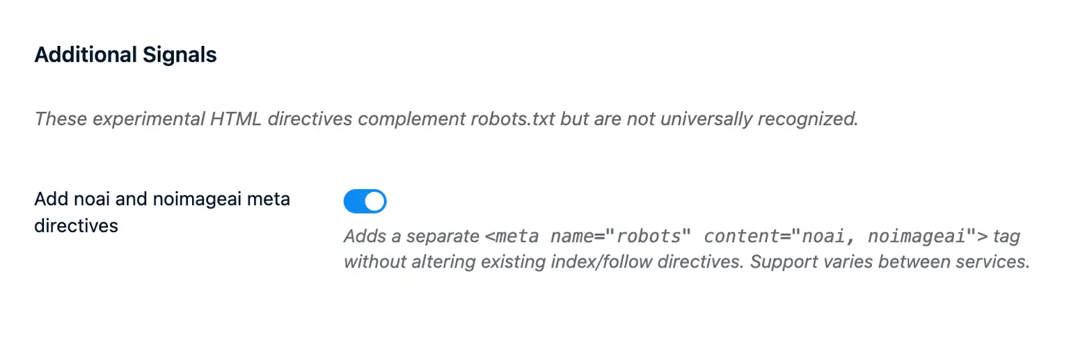 Noai and noimageai meta directivies